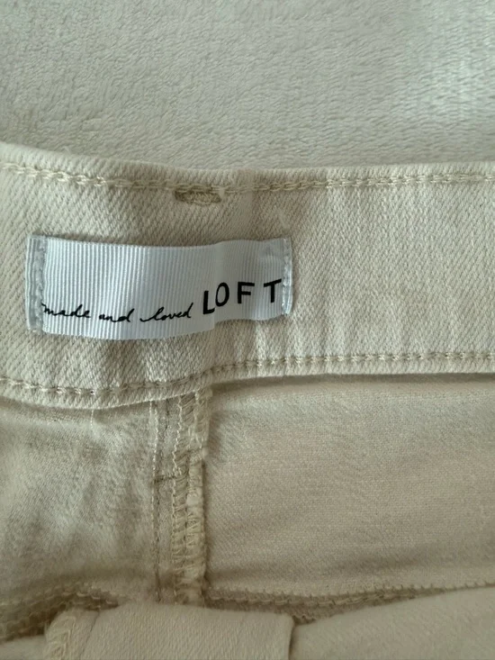 Loft Popcorn Cream Embroidered Pink Stars High Rise The Cut Off Short Sz 14 CT1 - Picture 2 of 5